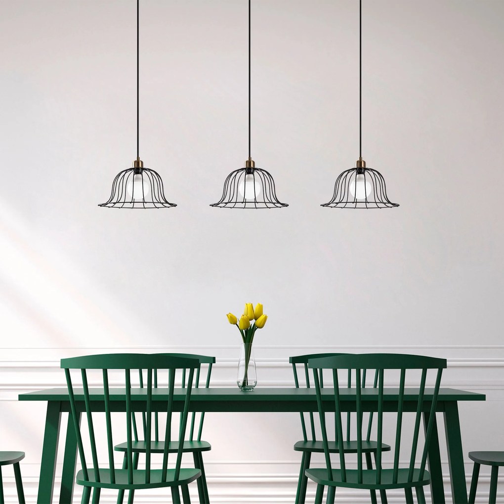 Candeeiro Chandelier Boey – Preto Antigo – 147 x 35 x 31-121 cm