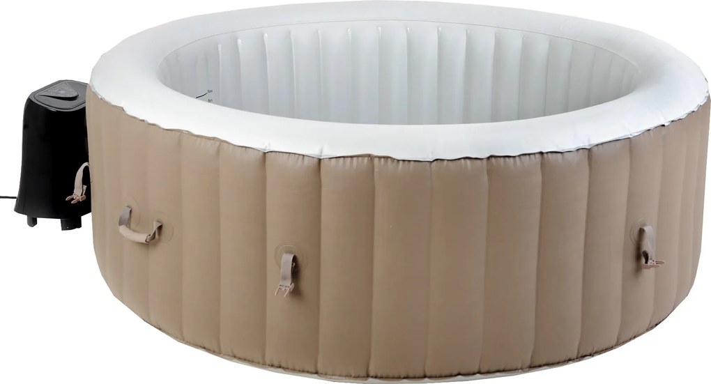 Spa insuflável portátil para 4 Pessoas com bolhas, banheira de hidromassagem, jacuzzi, castanho e branco