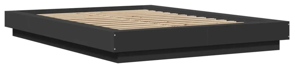 Estrutura cama c/ luzes LED 135x190 cm derivados madeira preto