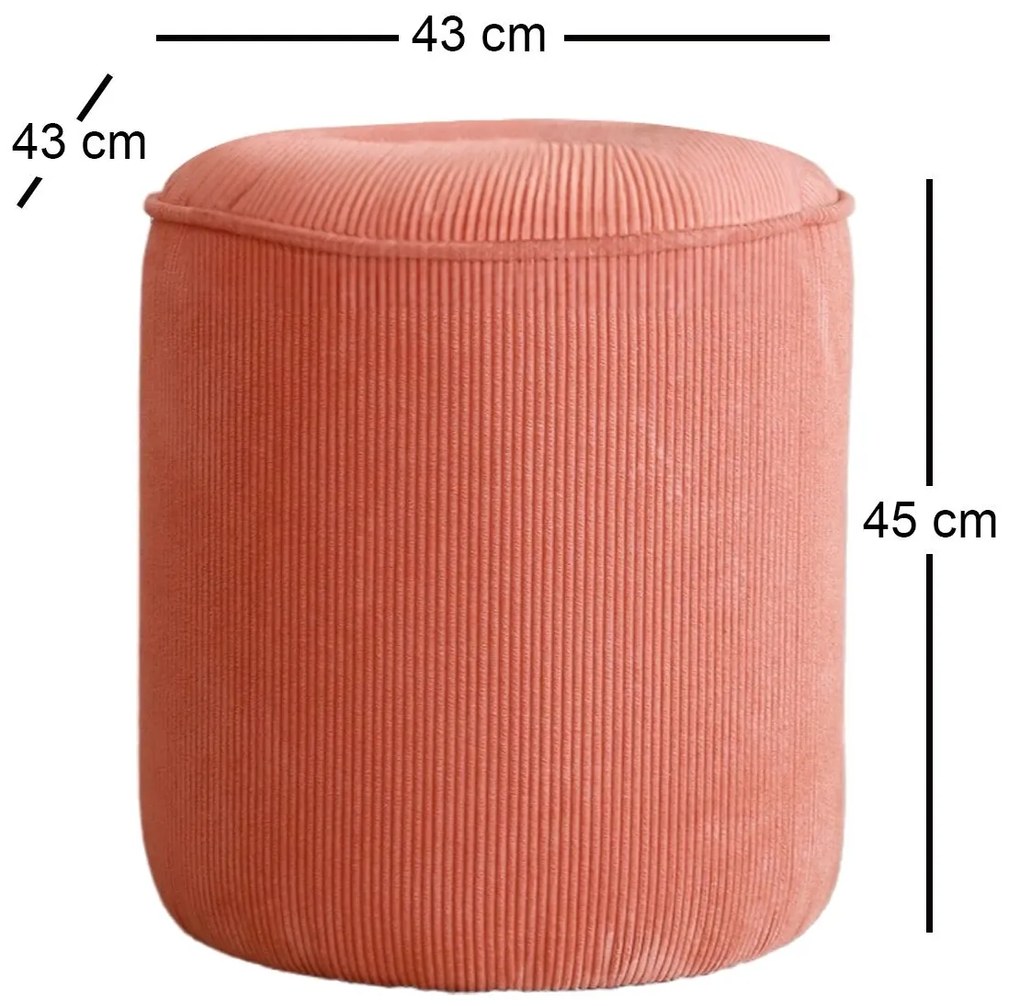 Pouffe Teddy – Coral – 43x45x43 cm