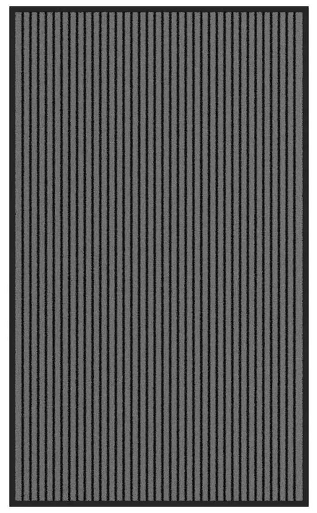 Capacho às riscas preto e cinzento 90x150 cm