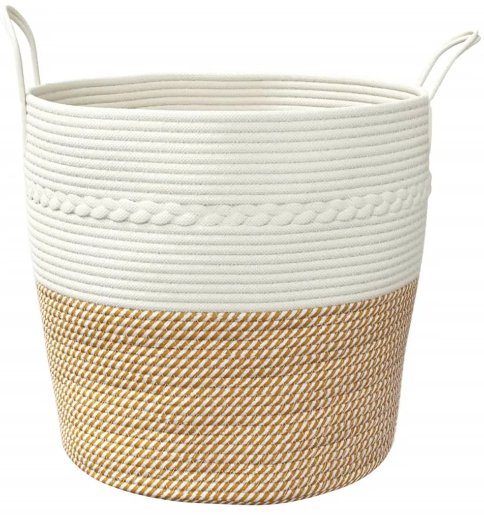 Cesto de arrumação Ø43x38 cm algodão castanho e branco