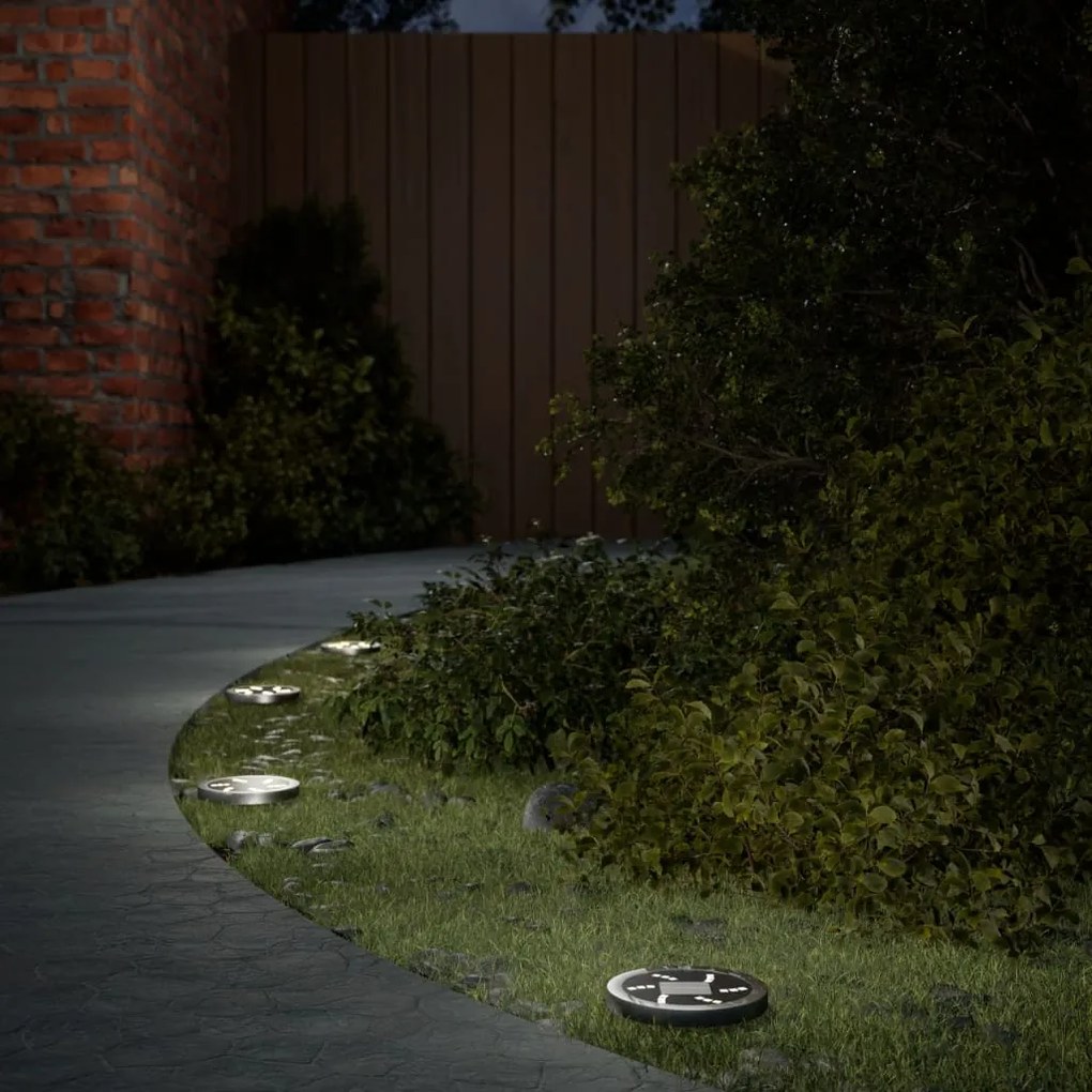 vidaXL Luzes solares para exterior com espigões 4 pcs branco quente