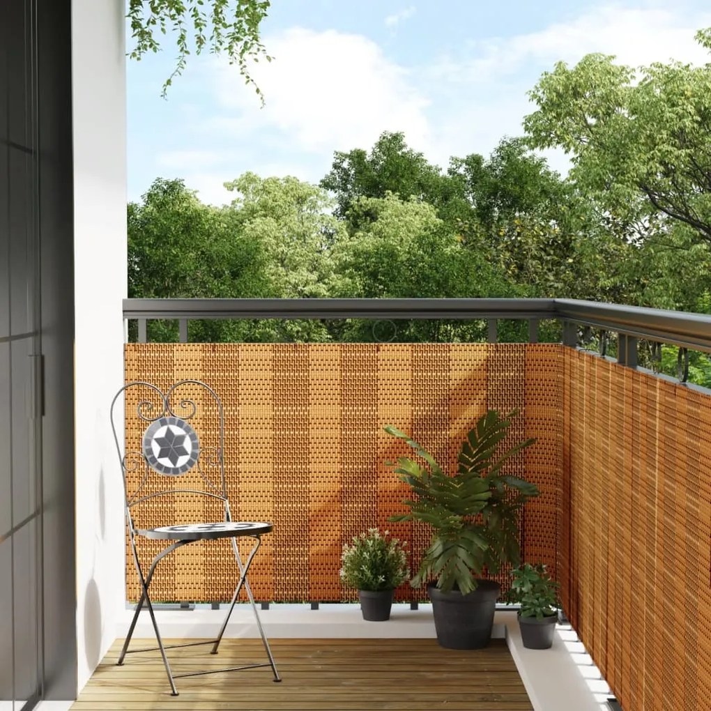 Tela de varanda 400x80 cm vime PE castanho-claro