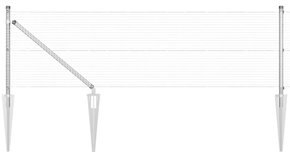 Cerca de Fio Soldado da com 13 Postes Espinhados 0.4x25 m Aço Galvaniz