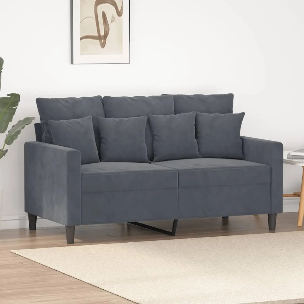 Sofá de 2 lugares 120 cm veludo cinza-escuro
