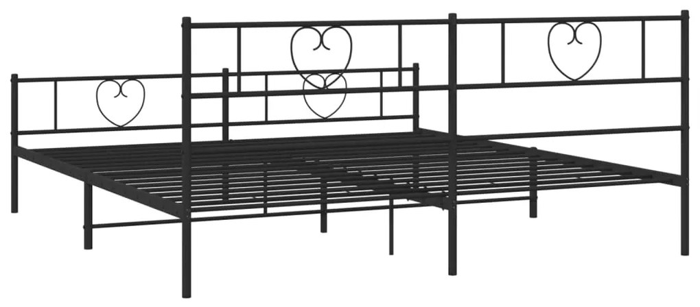 Estrutura de cama com cabeceira e pés 180x200 cm metal preto