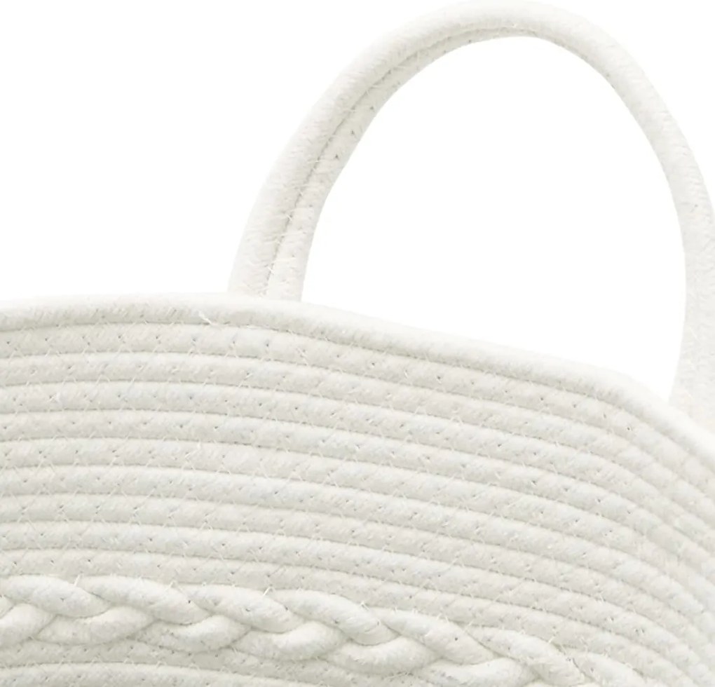 Cesto de arrumação Ø43x38 cm algodão castanho e branco