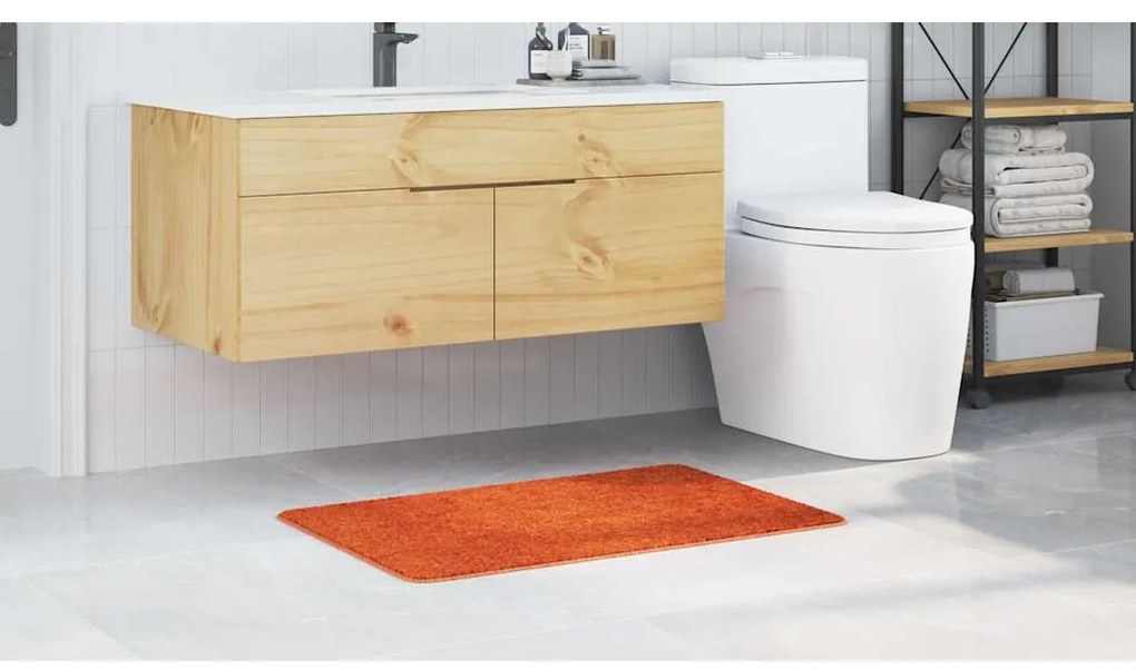 Tapete de Banho Retangular Laranja 60x90 cm Polipropileno Antiderrapan