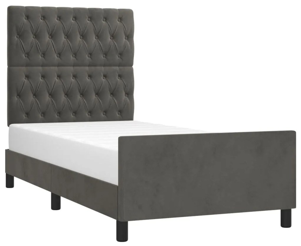 Estrutura de cama sem colchão 90x200 cm veludo cinzento-escuro