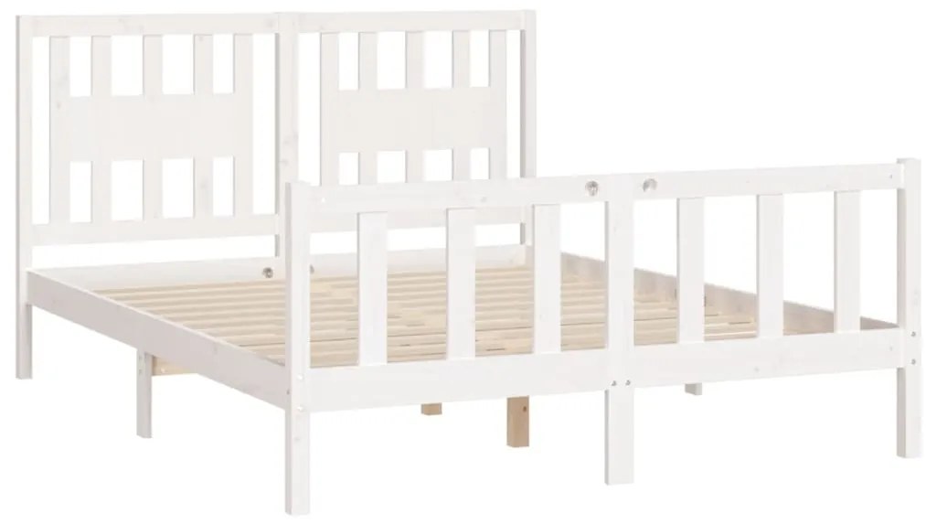 Estrutura de cama com cabeceira 120x200 cm pinho maciço branco