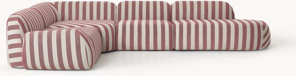 Sofá de canto modular XL com chaise longue às riscas Wolke
