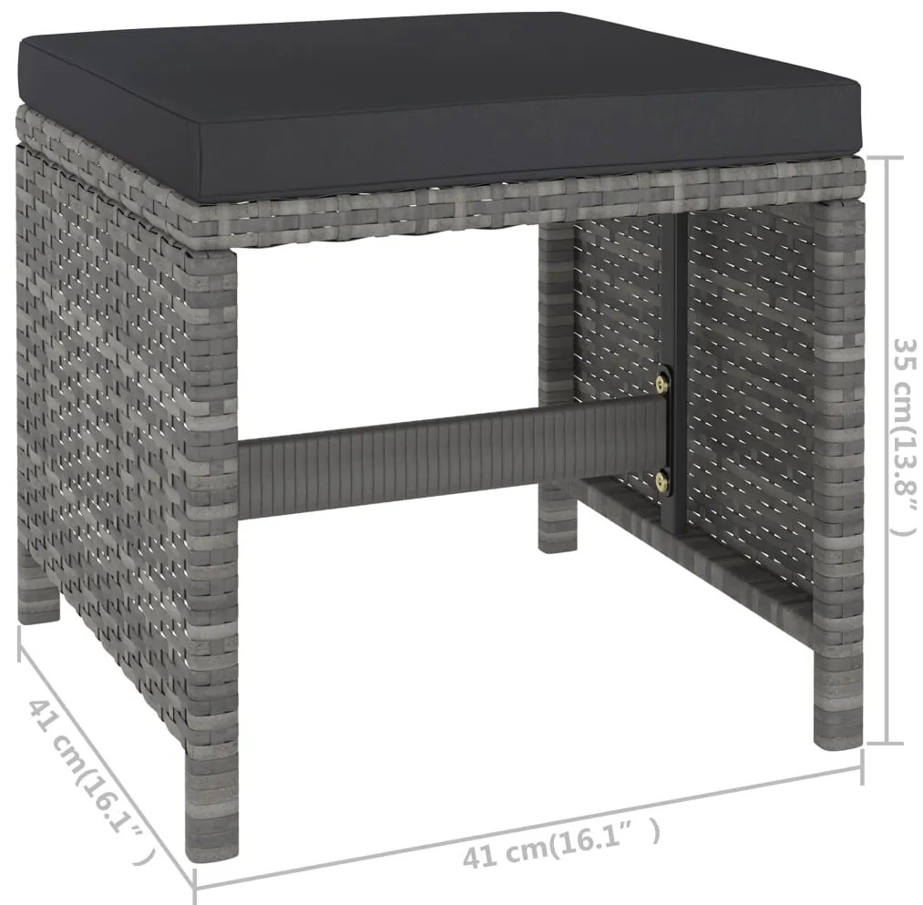 Conjunto jantar p/ exterior com almofadões 6 pcs vime cinzento