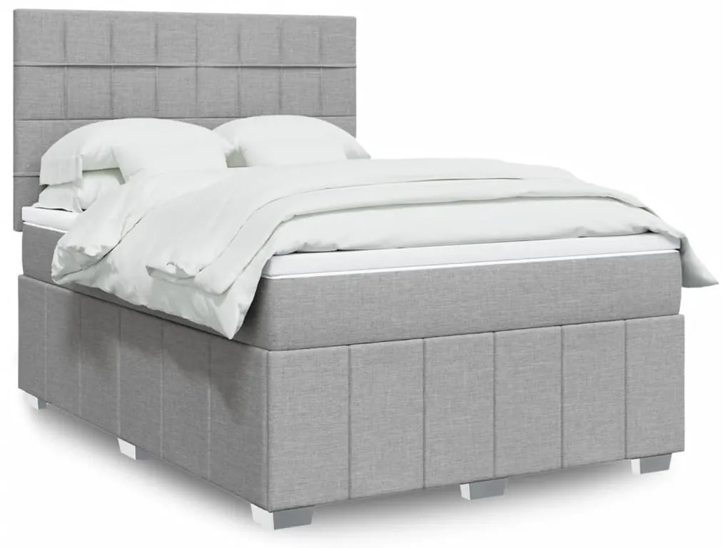 Cama com molas/colchão 140x190 cm tecido cinzento-claro