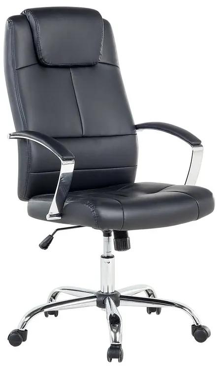 Cadeira de escritório em pele sintética preta com altura ajustável WINNER Beliani