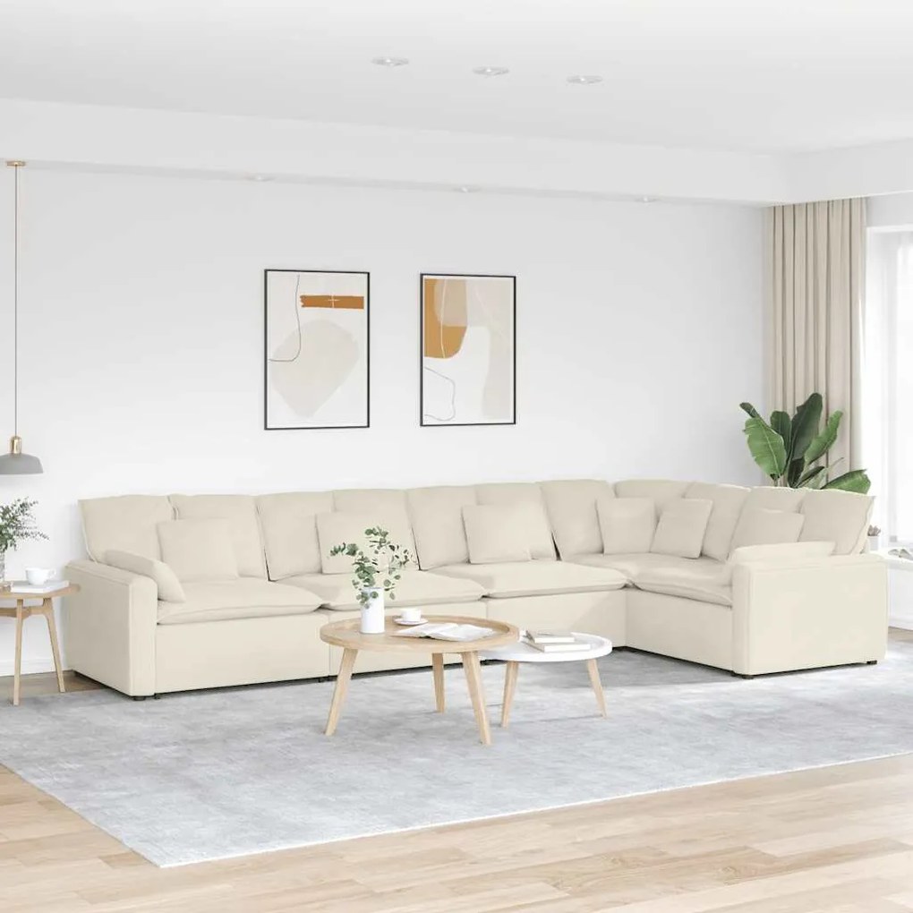 vidaXL Sofá modular com almofadas veludo creme