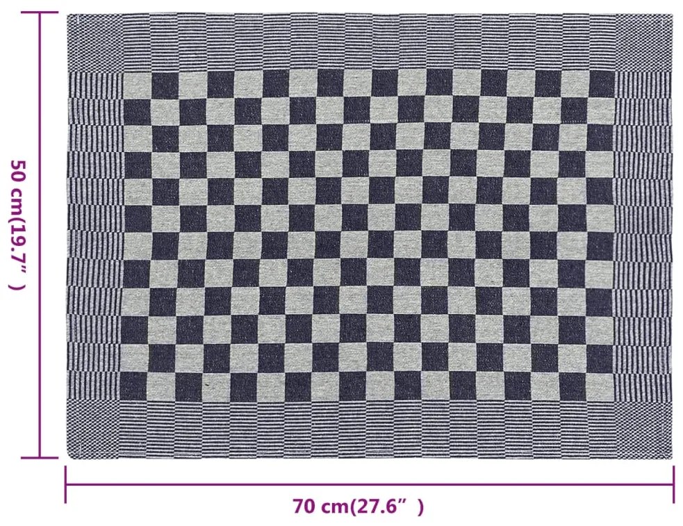Panos de cozinha 20 pcs 50x70 cm algodão azul e branco