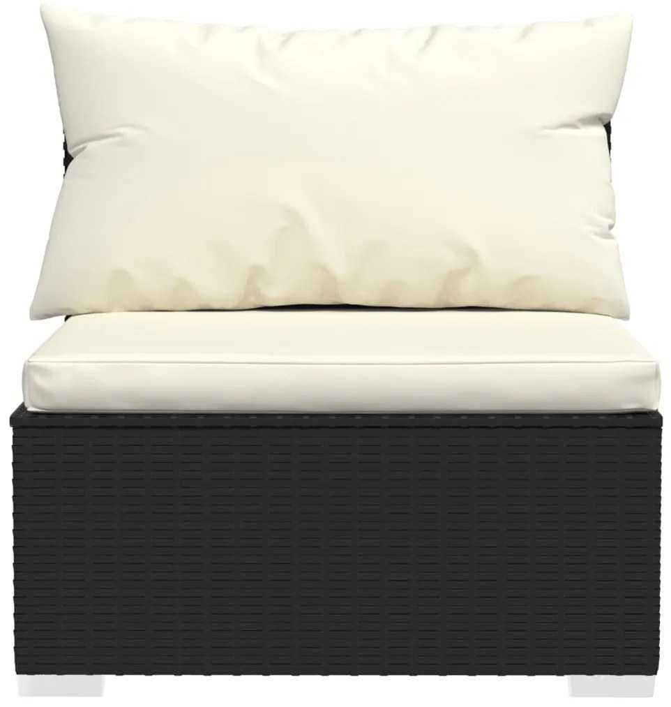 6 pcs conjunto lounge de jardim c/ almofadões vime PE preto