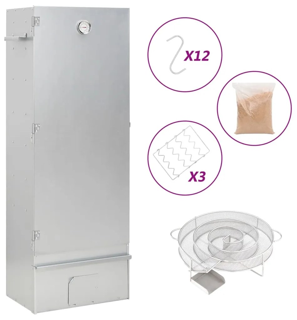 vidaXL Defumador p/ churrasqueira c/ gerador fumo frio aço galvanizado