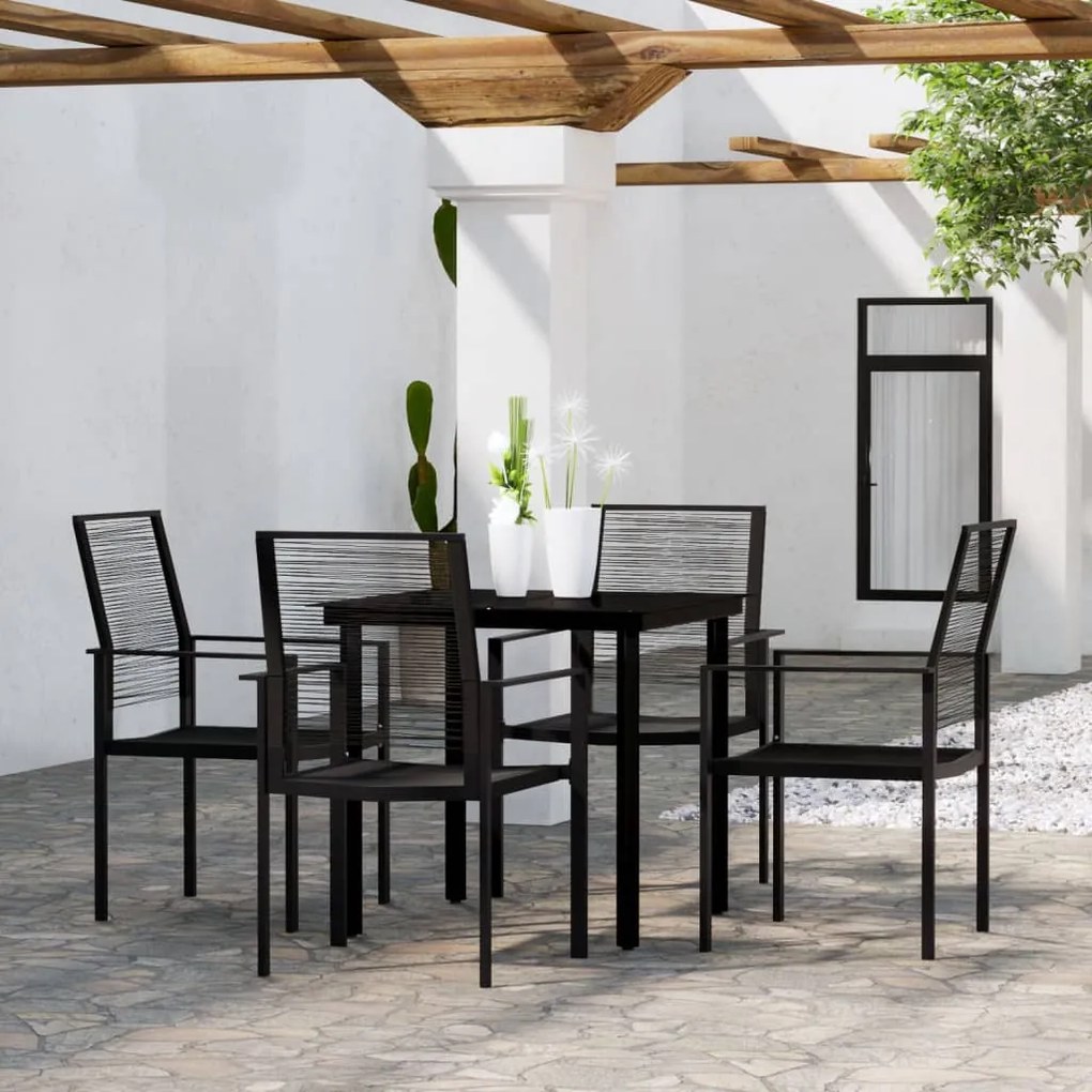 vidaXL 5 pcs conjunto de jantar para jardim preto