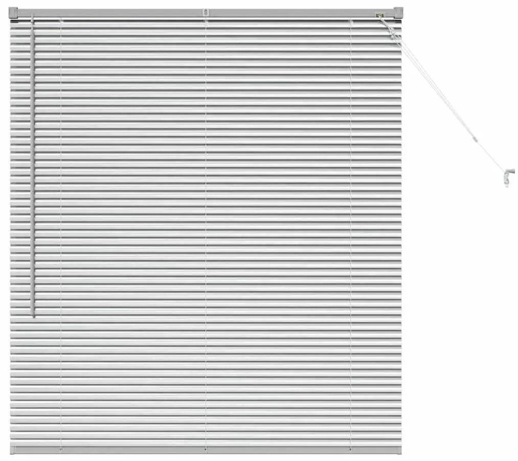 Persiana de Janela com cortinas Manual Prata 80 x 130 cm Alumínio