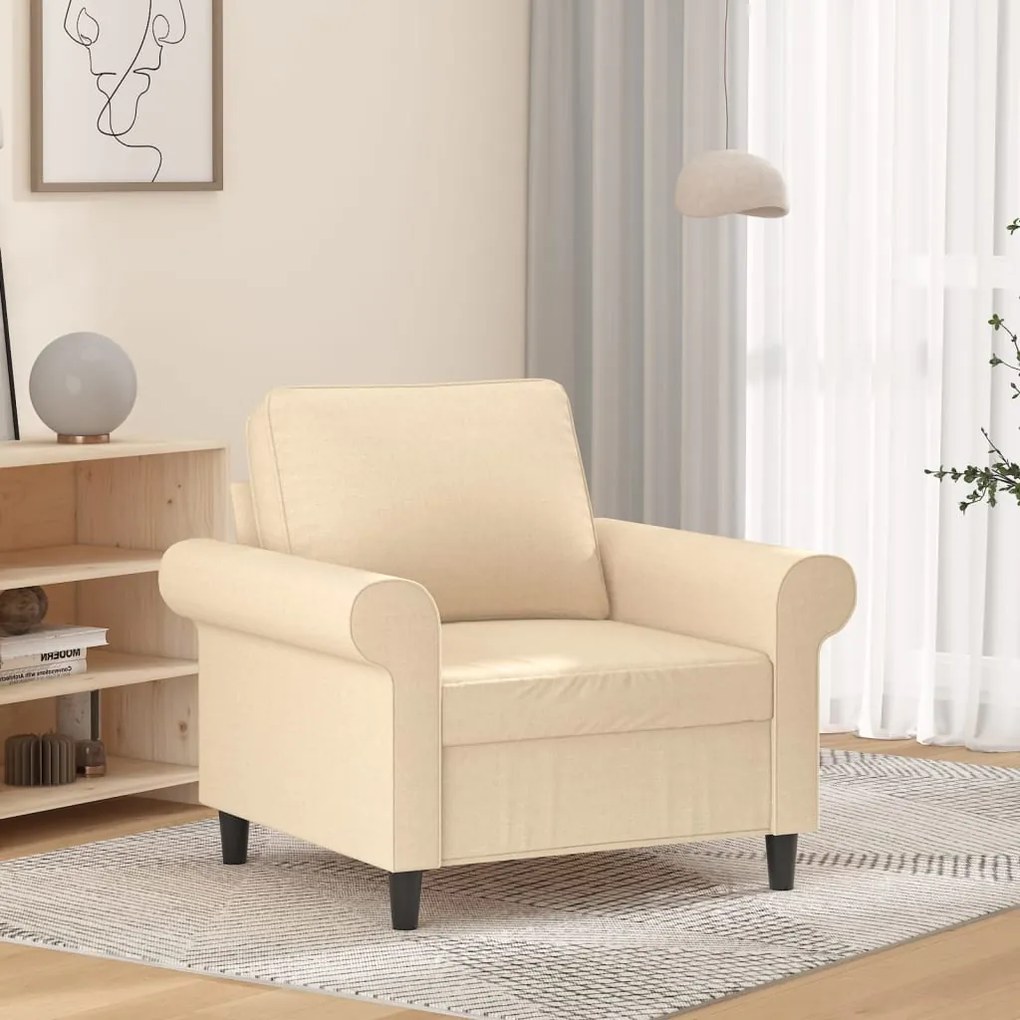 vidaXL Poltrona 60 cm tecido cor creme