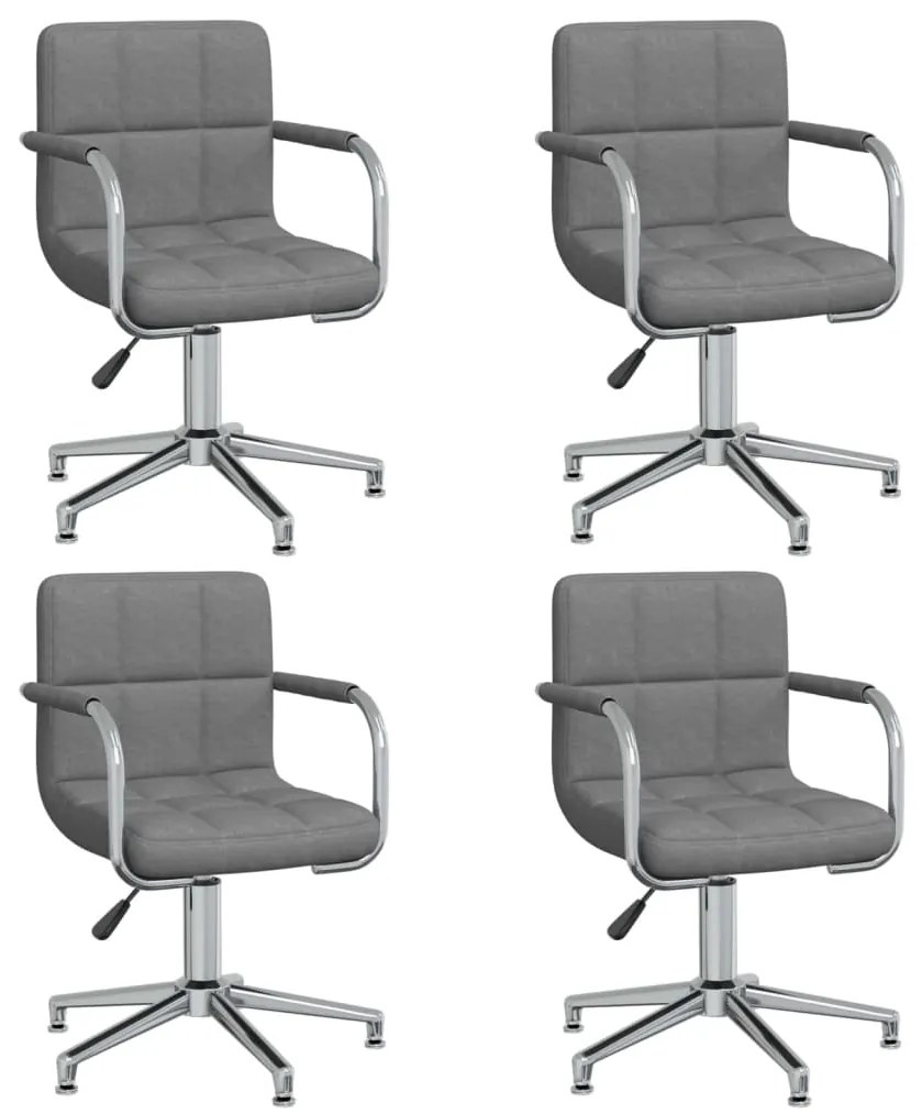 vidaXL Cadeiras de jantar giratórias 4 pcs tecido cinzento-claro