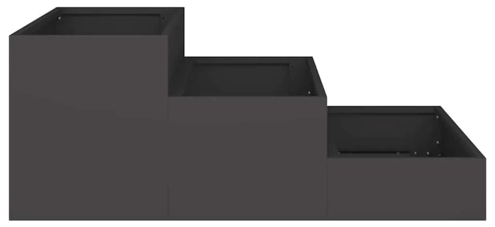Jardineira com 3 Camadas 90x90x35 cm em Aço Preto