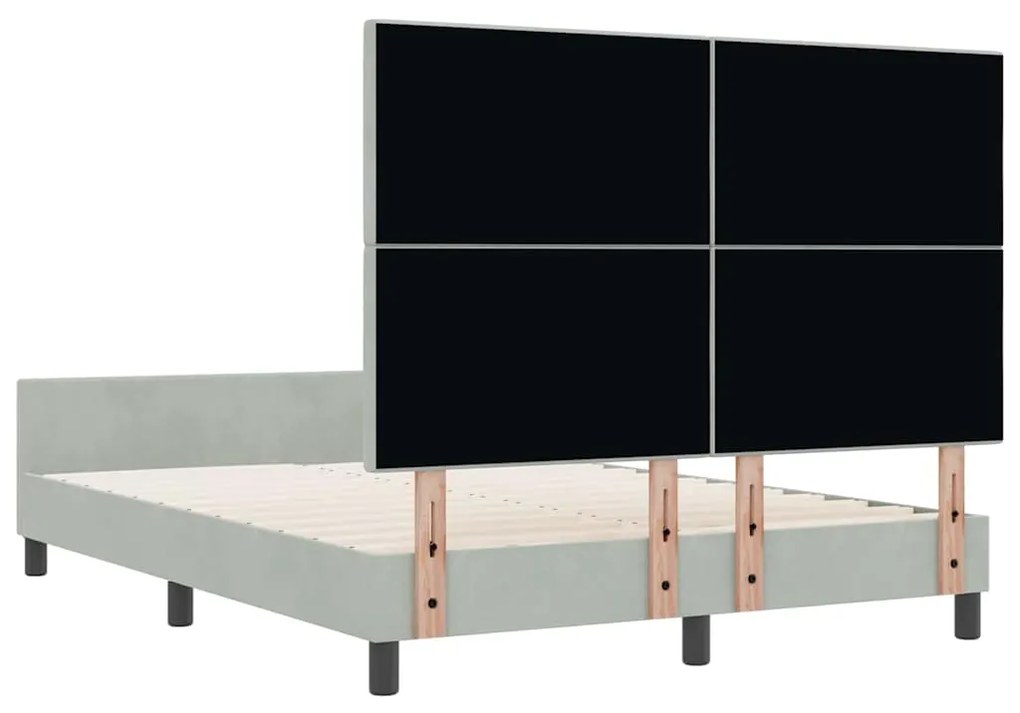Cama vidaXL Cinza Claro 160x200 cm Veludo