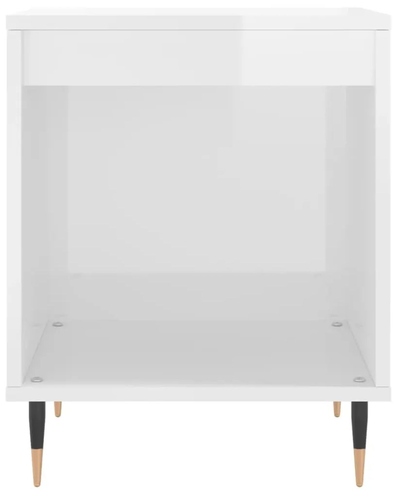 Mesa de cabeceira 40x35x50cm derivados madeira branco brilhante