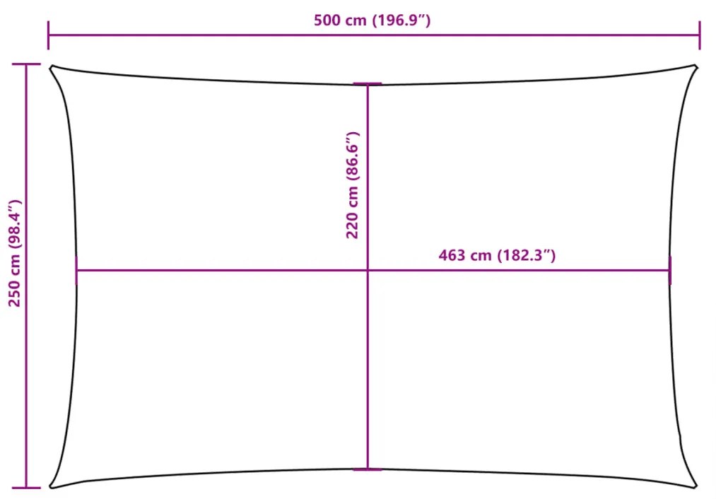 Para-sol estilo vela tecido oxford retangular 2,5x5 m azul
