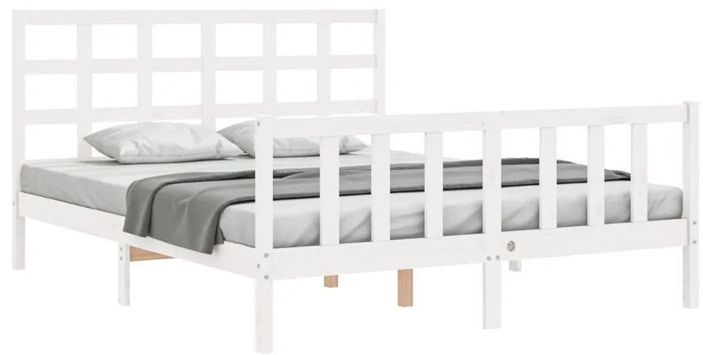 Cama sem colchão 160x200 cm madeira de pinho maciça branco