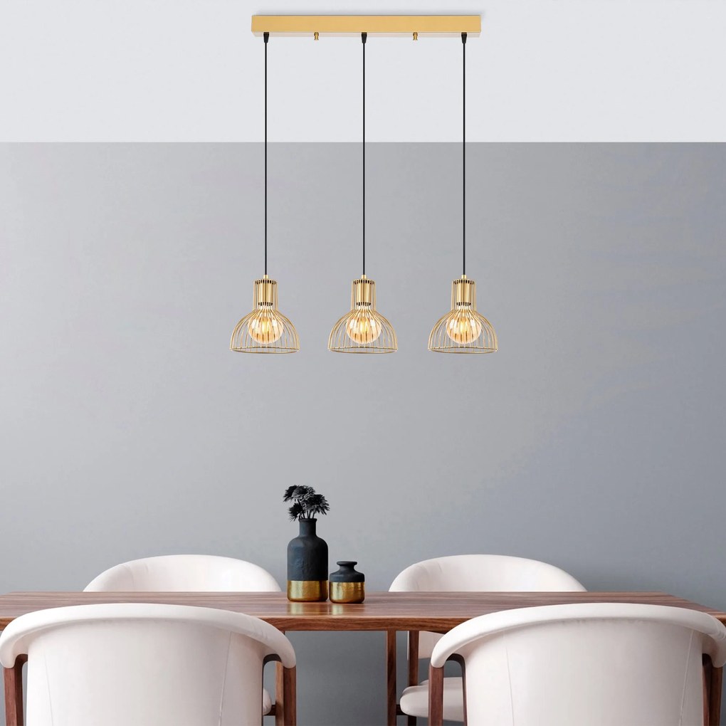Candeeiro de Teto Vazo – Dourado Brilhante – 70 x 17 x 114 cm