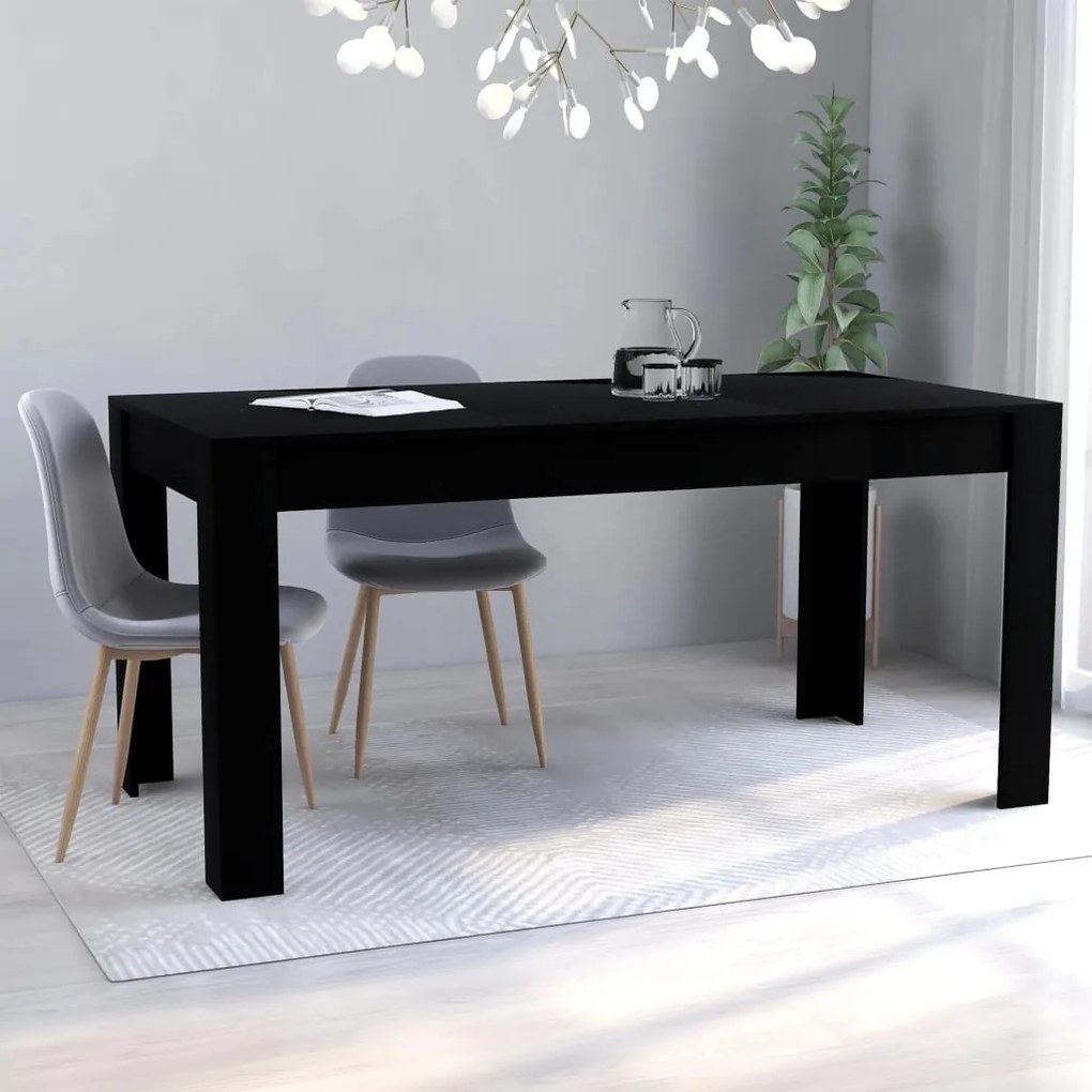 vidaXL Mesa de jantar 160x80x76 cm contraplacado preto