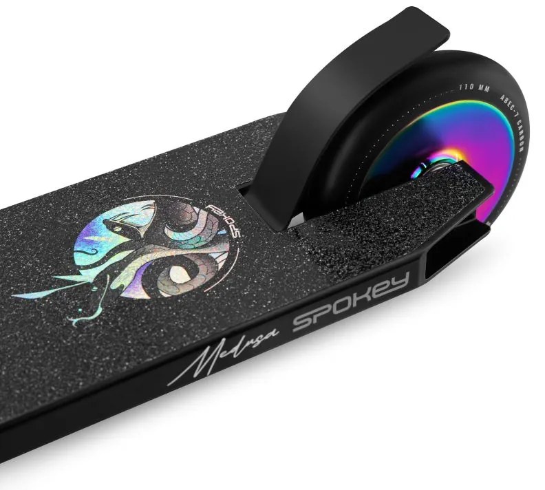 Trotinete de Freestyle – Spokey Medusa – Preto com Acabamento Rainbow