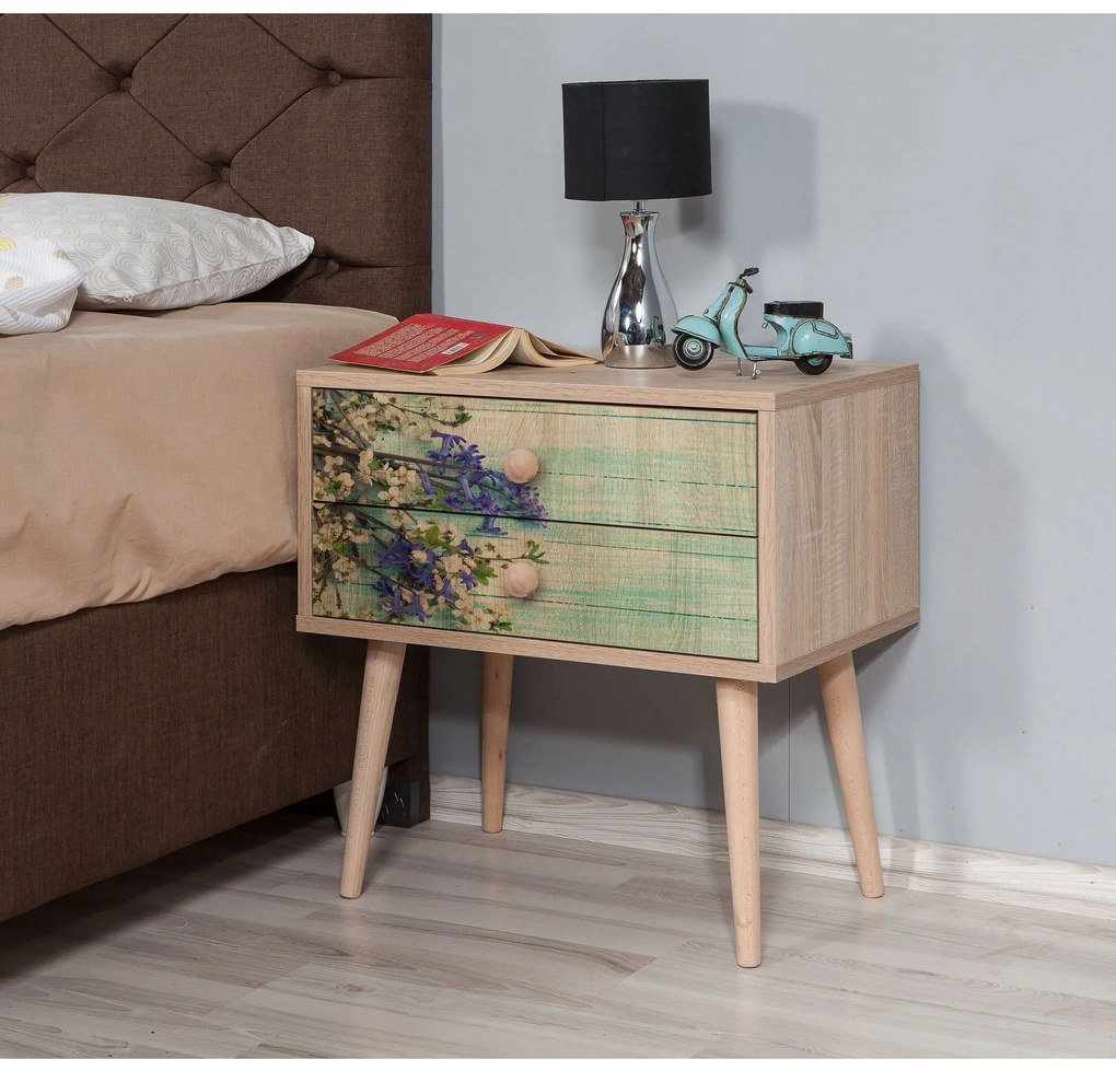 Mesa de Cabeceira Two – Carvalho Sonoma – 60x61x40 cm