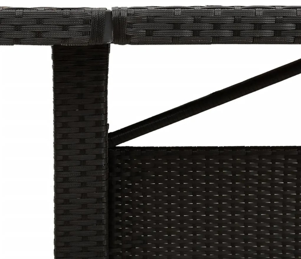 Mesa de jardim com tampo de vidro 240x90x75 cm vime PE preto