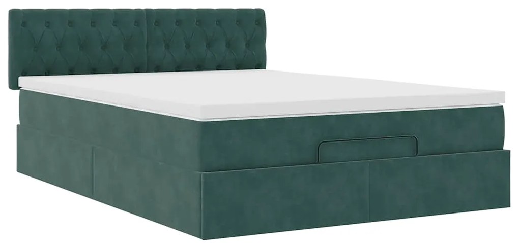 Estrutura de cama otomana com colchão 140x200 cm verde escuro