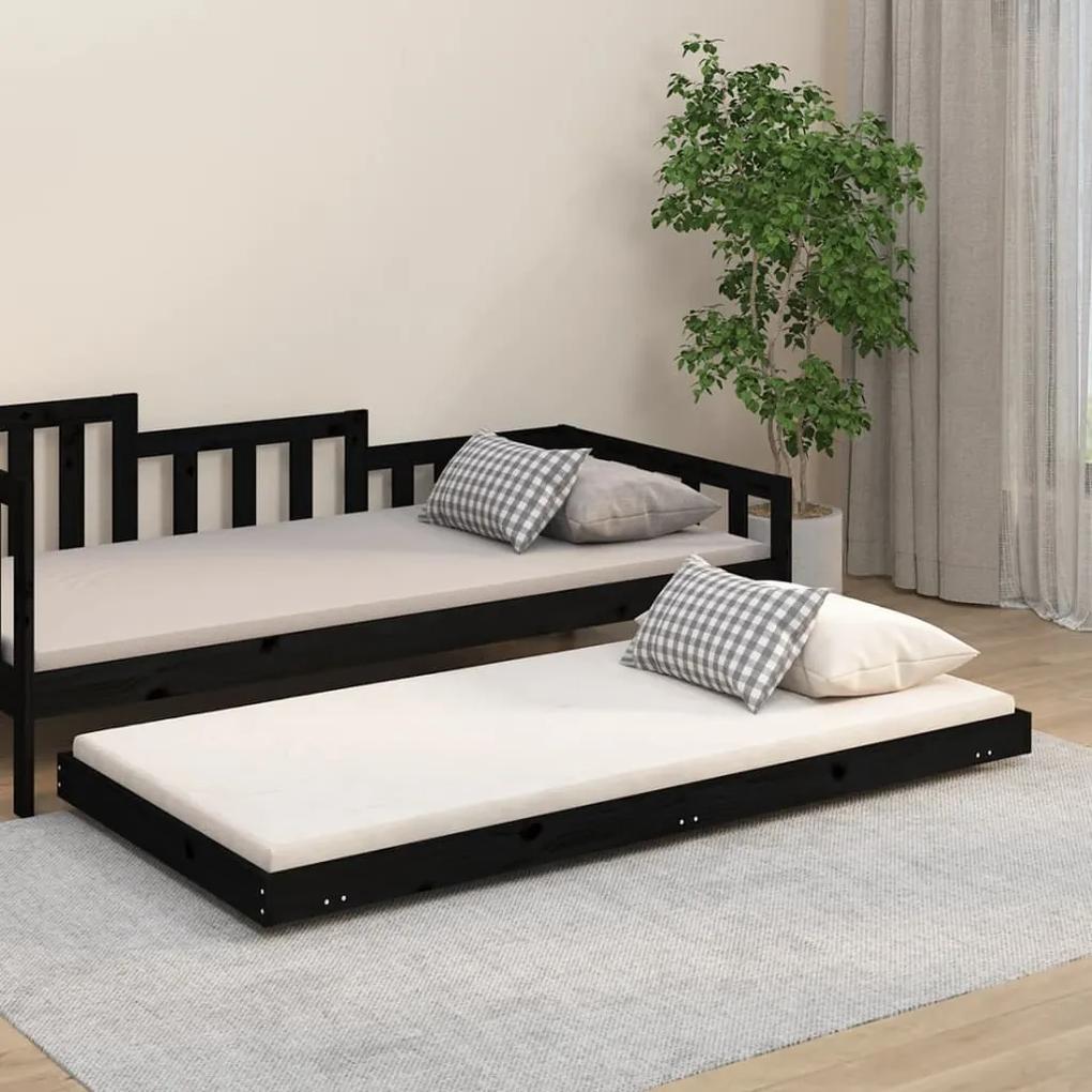 Estrutura de cama 75x190 cm madeira de pinho maciça preto