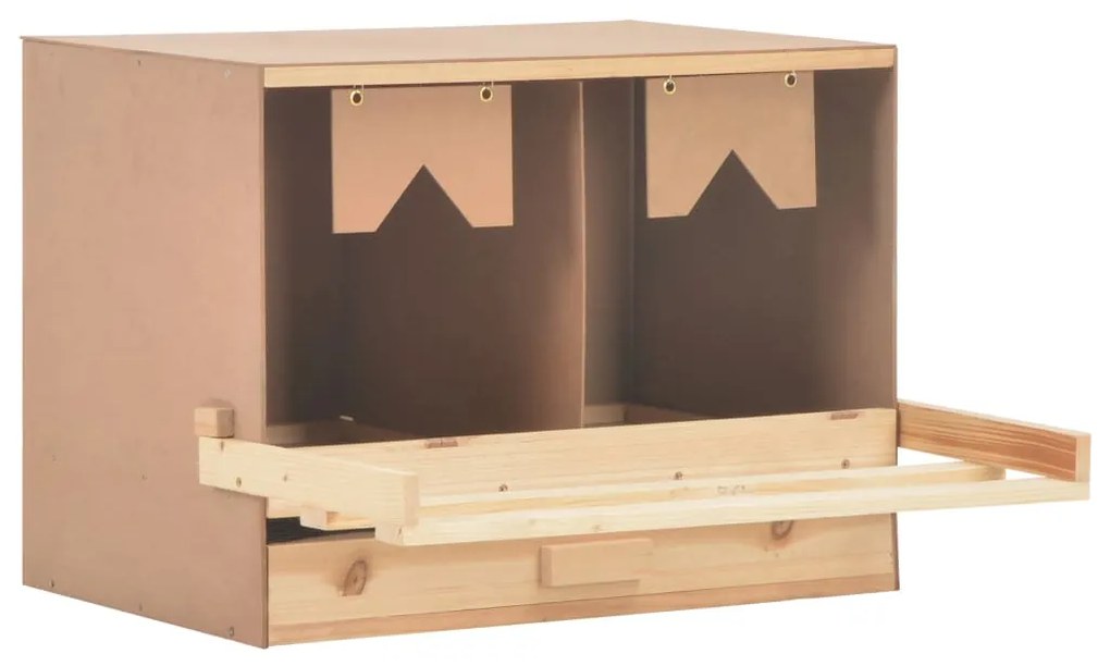 vidaXL Ninho p/ galinhas 2 compartimentos 63x40x45 cm pinho maciço
