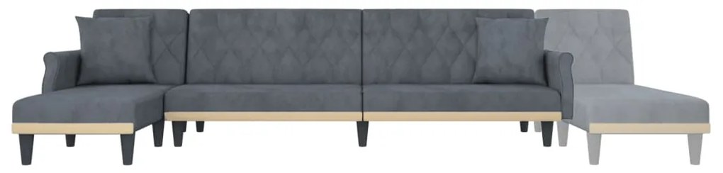 Sofá-cama em forma de L 271x140x70 cm veludo cinzento-escuro