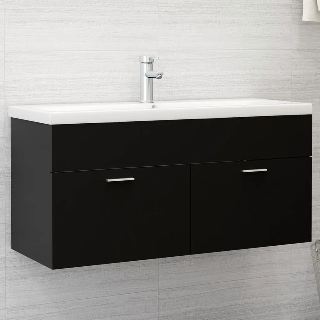 804675 vidaXL Armário de lavatório 100x38,5x46 cm contraplacado preto