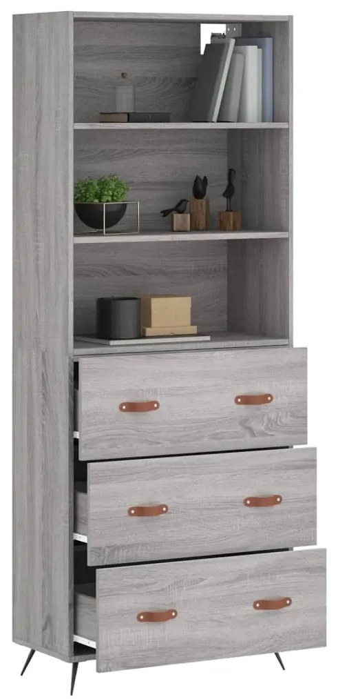 Armário alto 69,5x34x180 cm derivados de madeira sonoma cinza