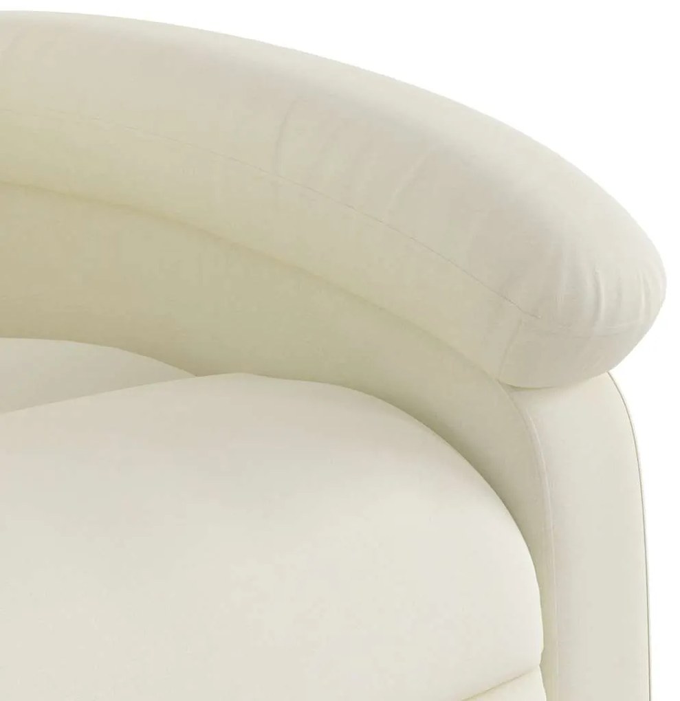 Poltrona massagens reclinável elevatória elétrica veludo creme