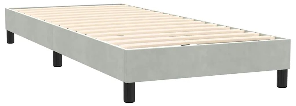 Cama box spring com colchão 100x210 cm veludo cinzento claro