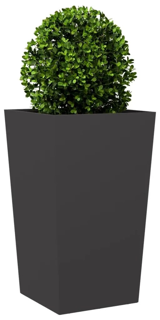 Vaso/floreira de jardim 2 pcs 45x45x75 cm aço preto