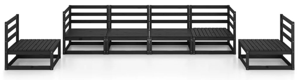 6 pcs conjunto lounge de jardim pinho maciço preto