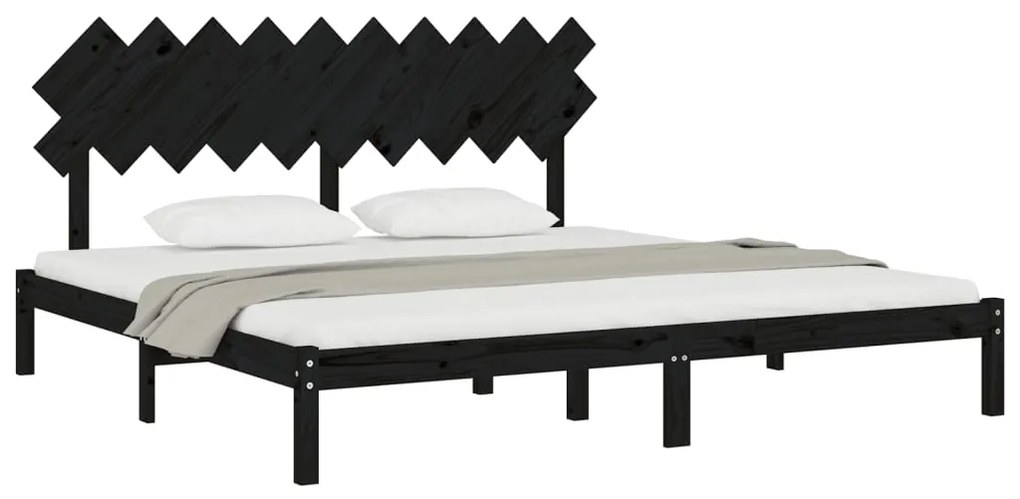 Estrutura de cama 200x200 cm preto madeira maciça