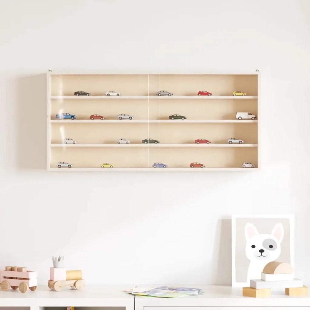 Vitrine de colecionador de madeira com portas 80x8,5x37 cm