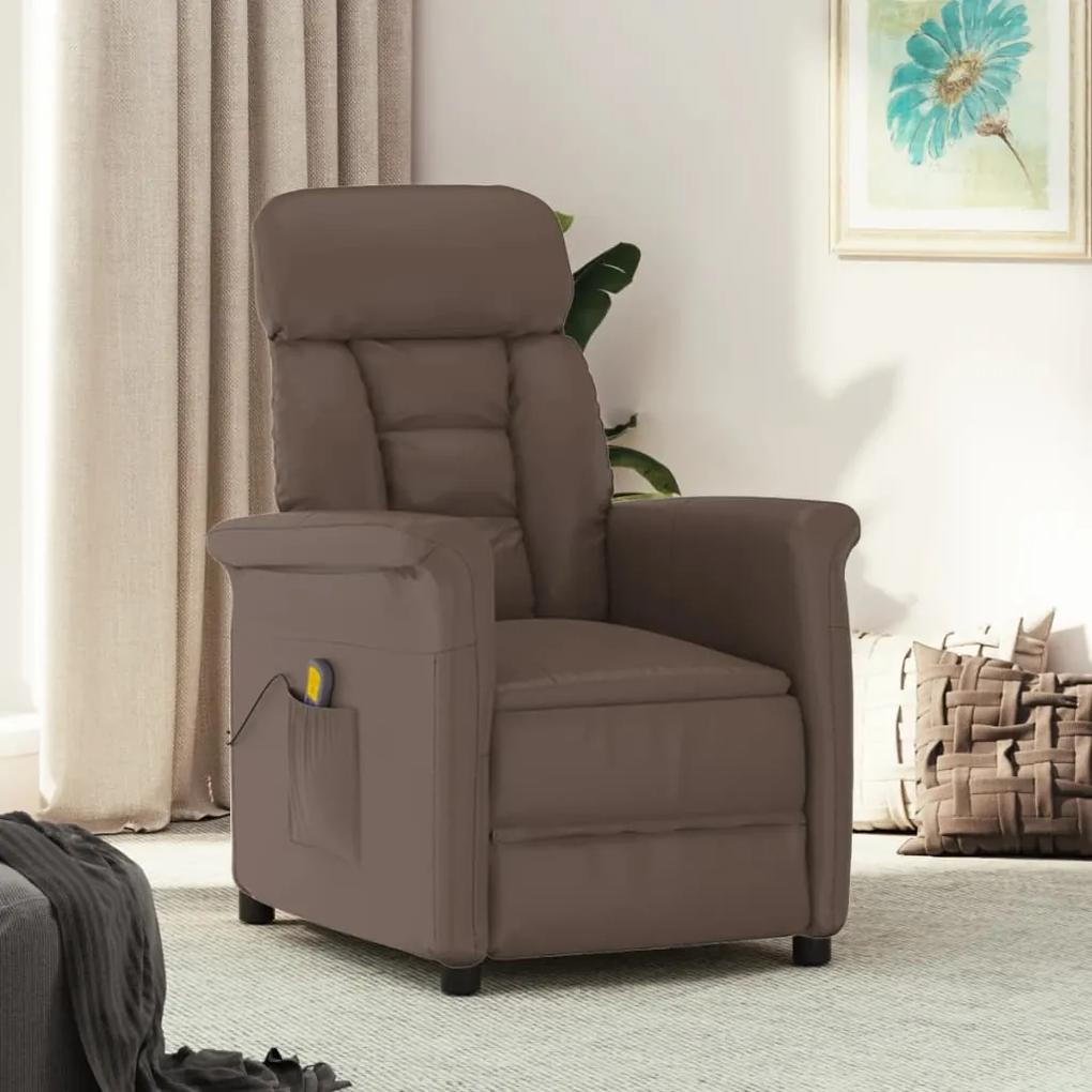 329680 vidaXL Cadeira de massagens couro artificial castanho